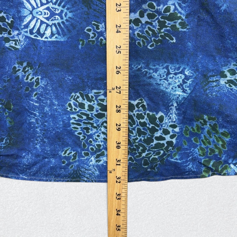 Carbon 2 Cobalt Button Up Shirt Mens XXL Blue Abstract Floral Linen Viscose - Picture 9 of 9